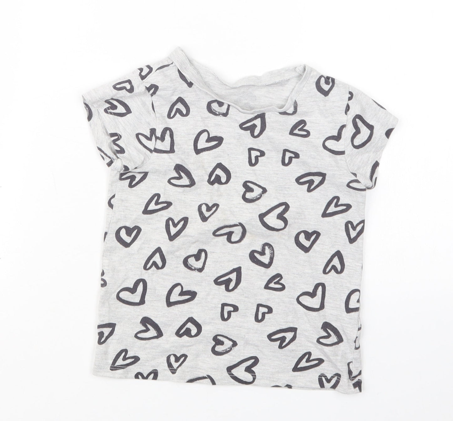 George Girls Grey Geometric  Basic T-Shirt Size 3-4 Years
