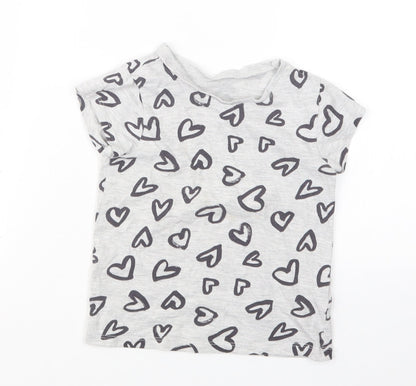 George Girls Grey Geometric  Basic T-Shirt Size 3-4 Years