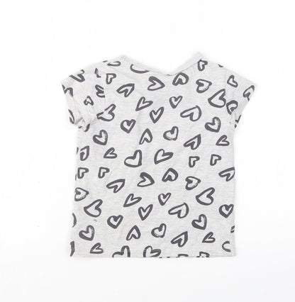 George Girls Grey Geometric  Basic T-Shirt Size 3-4 Years