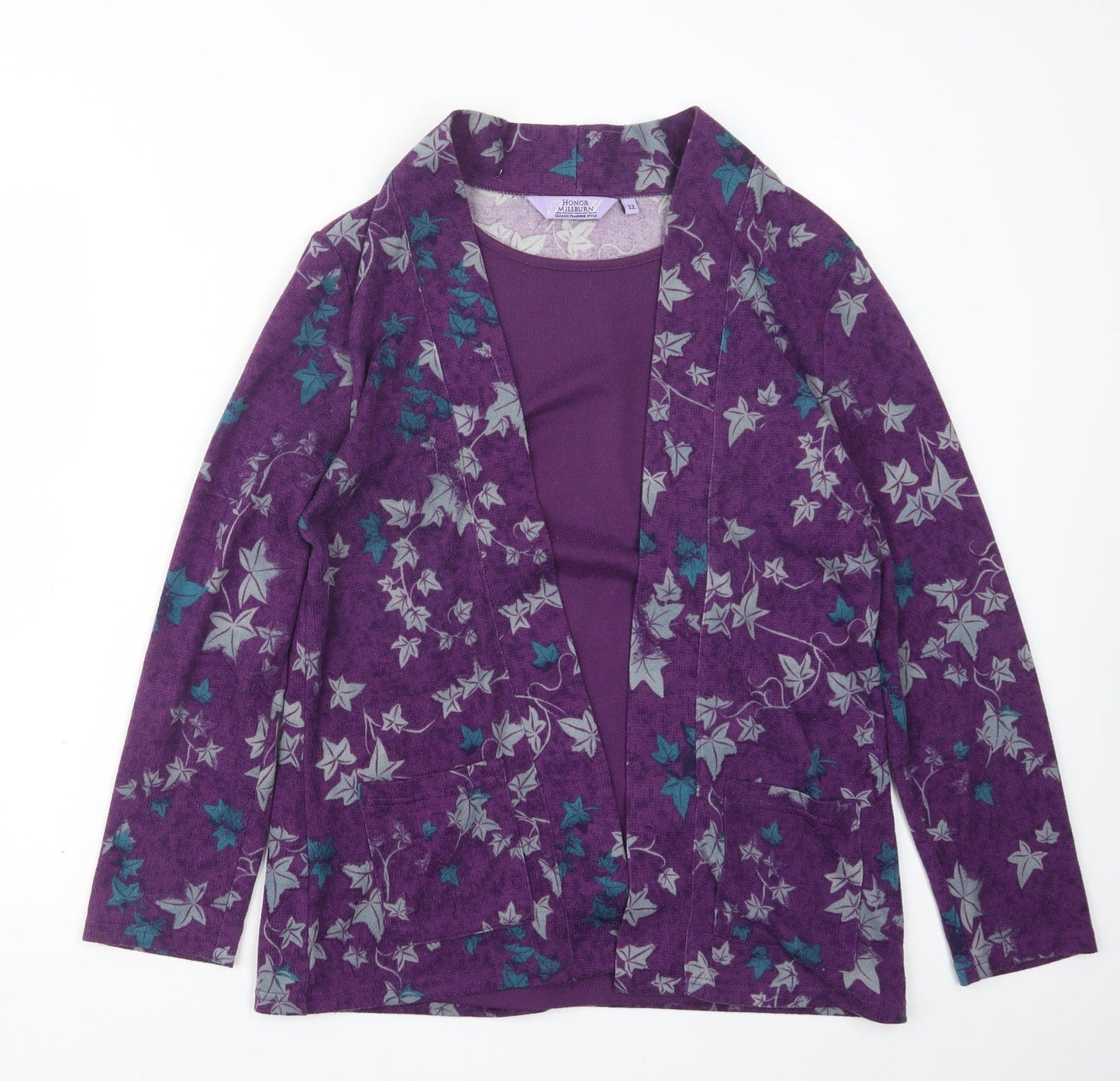 Womens UK Size 12 EWM Purple Cardigan Jumper