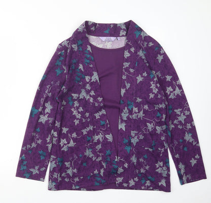 Womens UK Size 12 EWM Purple Cardigan Jumper