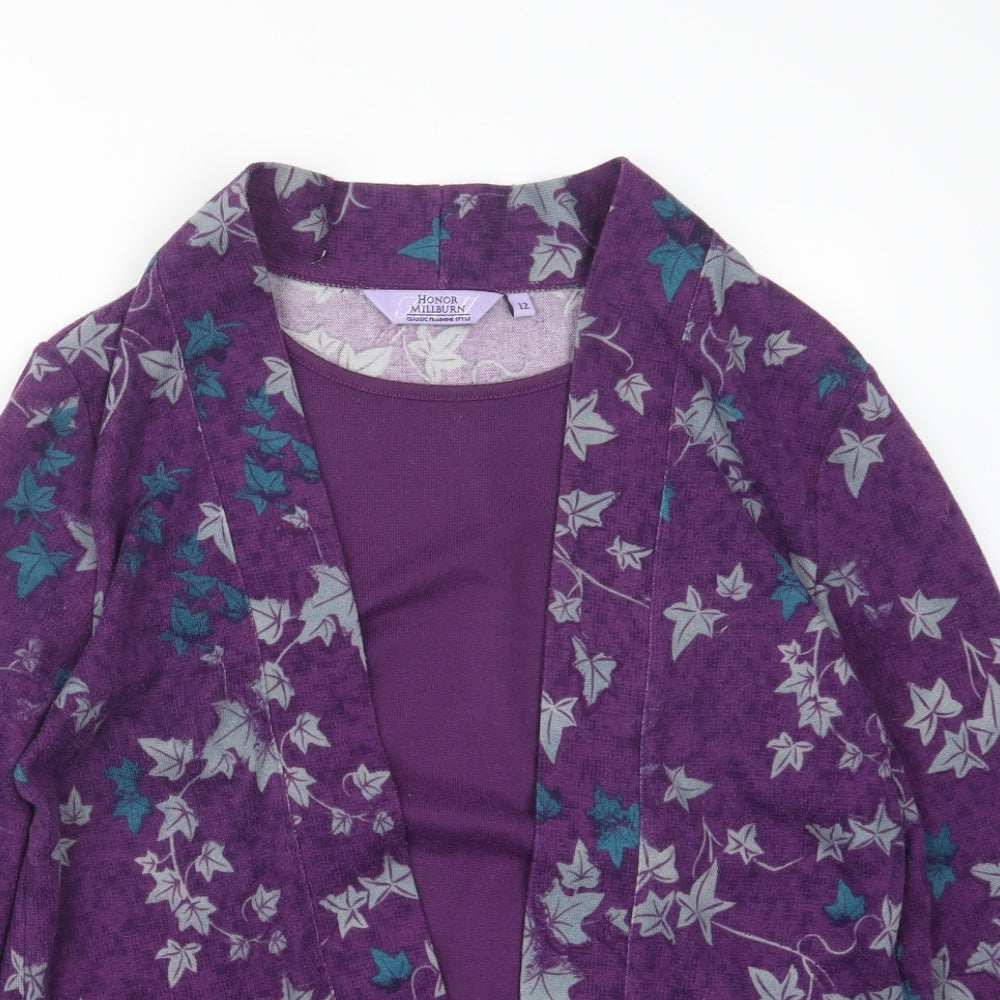 Womens UK Size 12 EWM Purple Cardigan Jumper