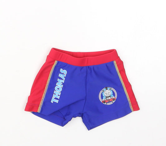 Additional front view of Adams Kids boys’ blue cropped trousers, size 9-12, months - thomas the tank