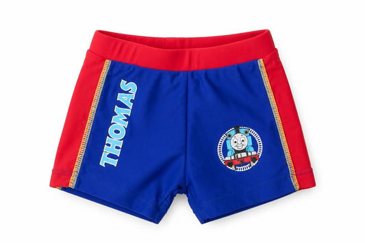 Front view of Adams Kids boys’ blue cropped trousers, size 9-12, months - thomas the tank