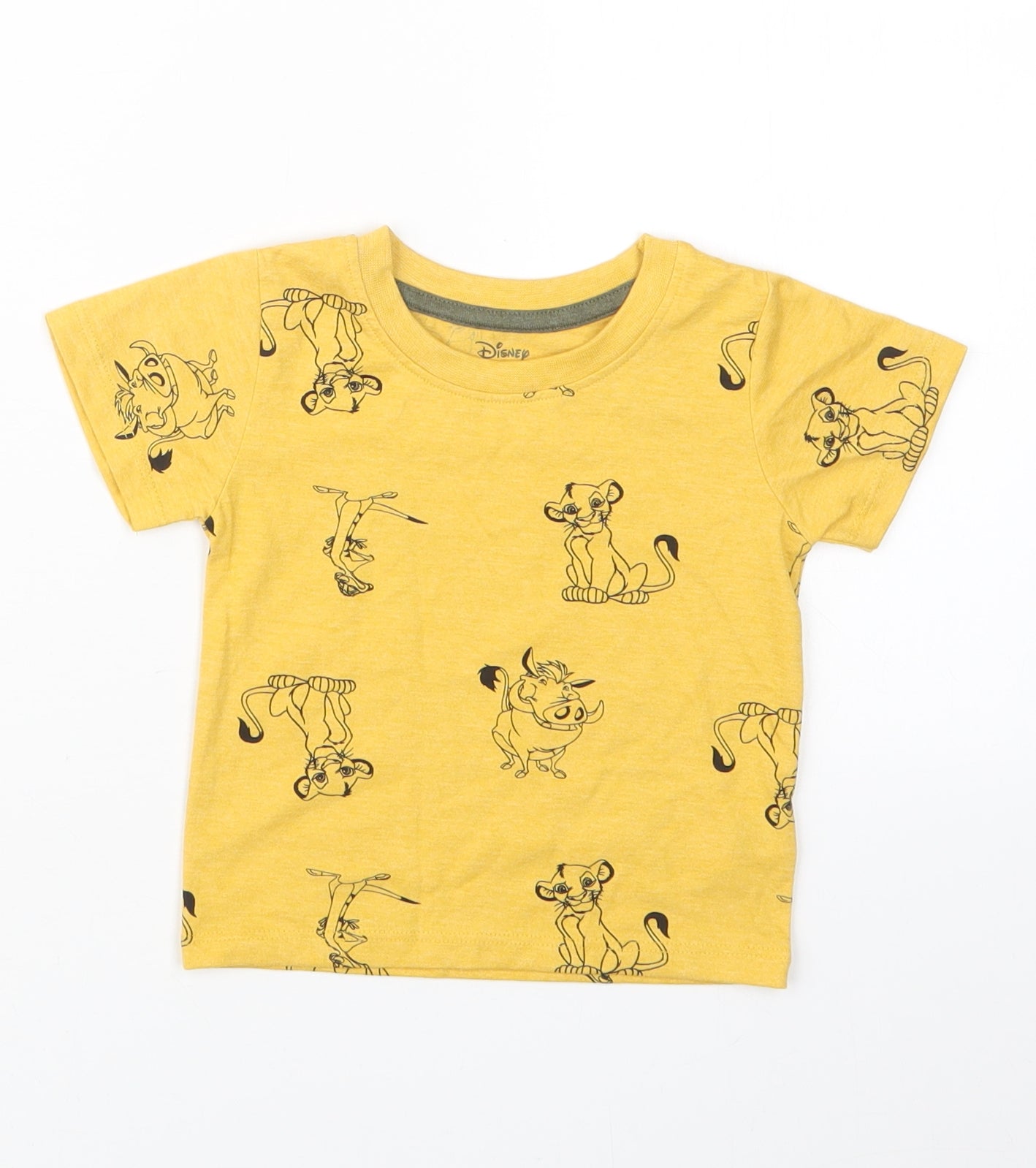 Primark Boys Yellow Geometric  Basic T-Shirt Size 9-12 Months  - The Lion King