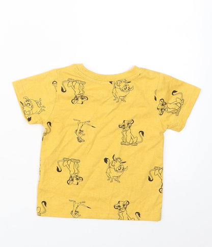Primark Boys Yellow Geometric  Basic T-Shirt Size 9-12 Months  - The Lion King