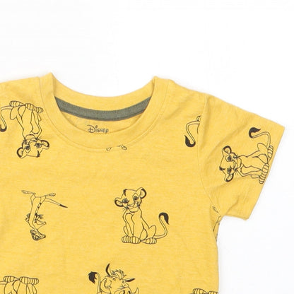 Primark Boys Yellow Geometric  Basic T-Shirt Size 9-12 Months  - The Lion King