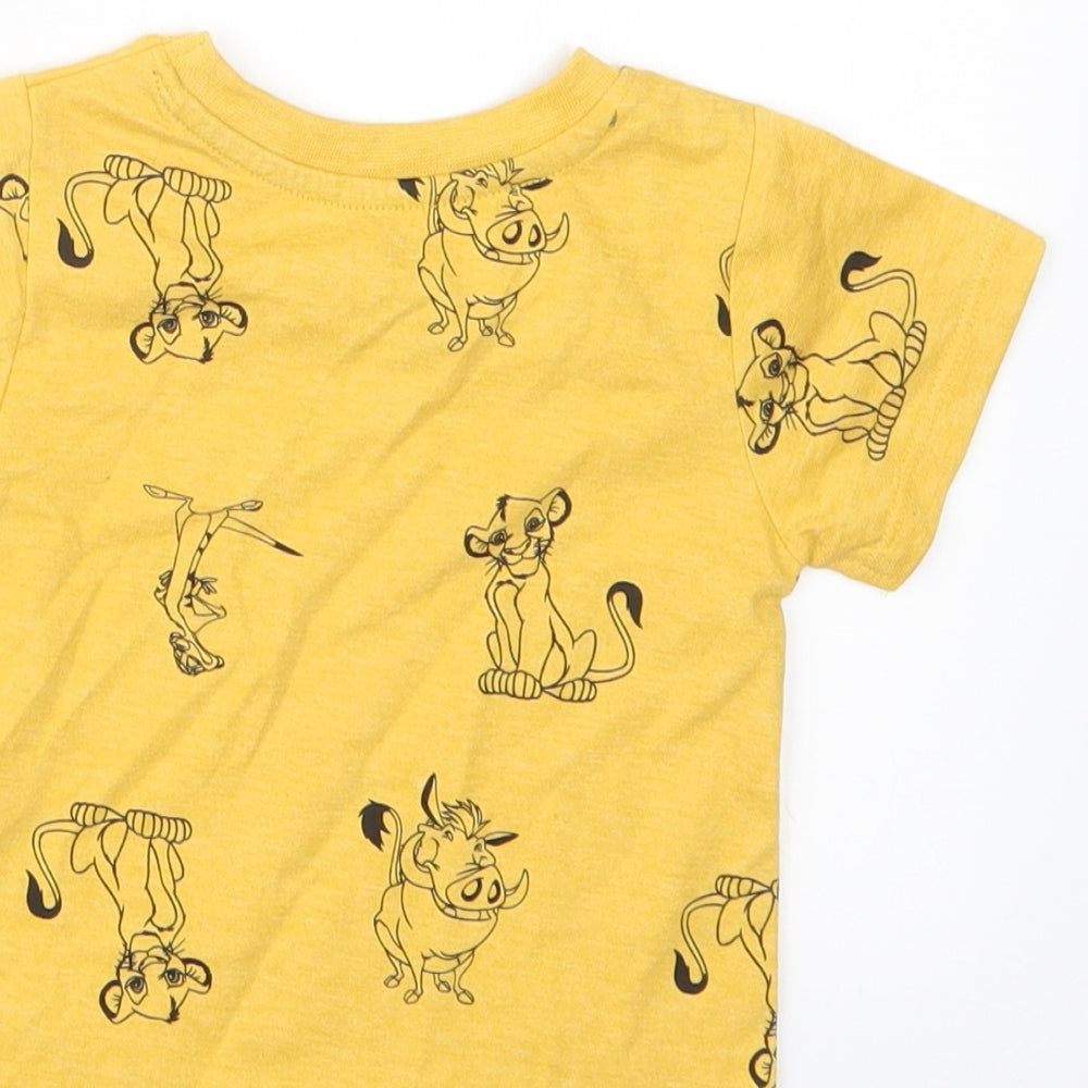 Primark Boys Yellow Geometric  Basic T-Shirt Size 9-12 Months  - The Lion King