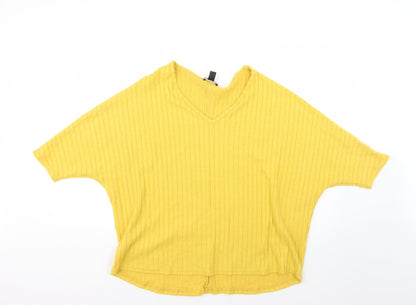 New Look Womens Yellow Striped  Pullover Jumper Size M