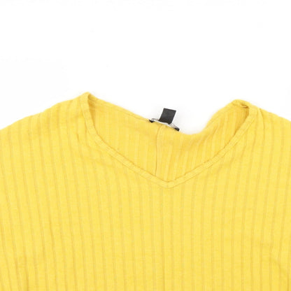 New Look Womens Yellow Striped  Pullover Jumper Size M