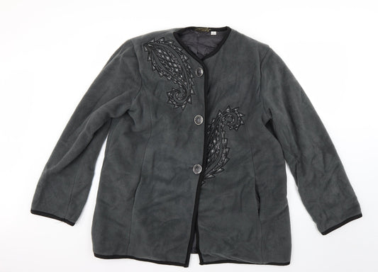 Front view of bob macke women’s grey pea coat coat, size L