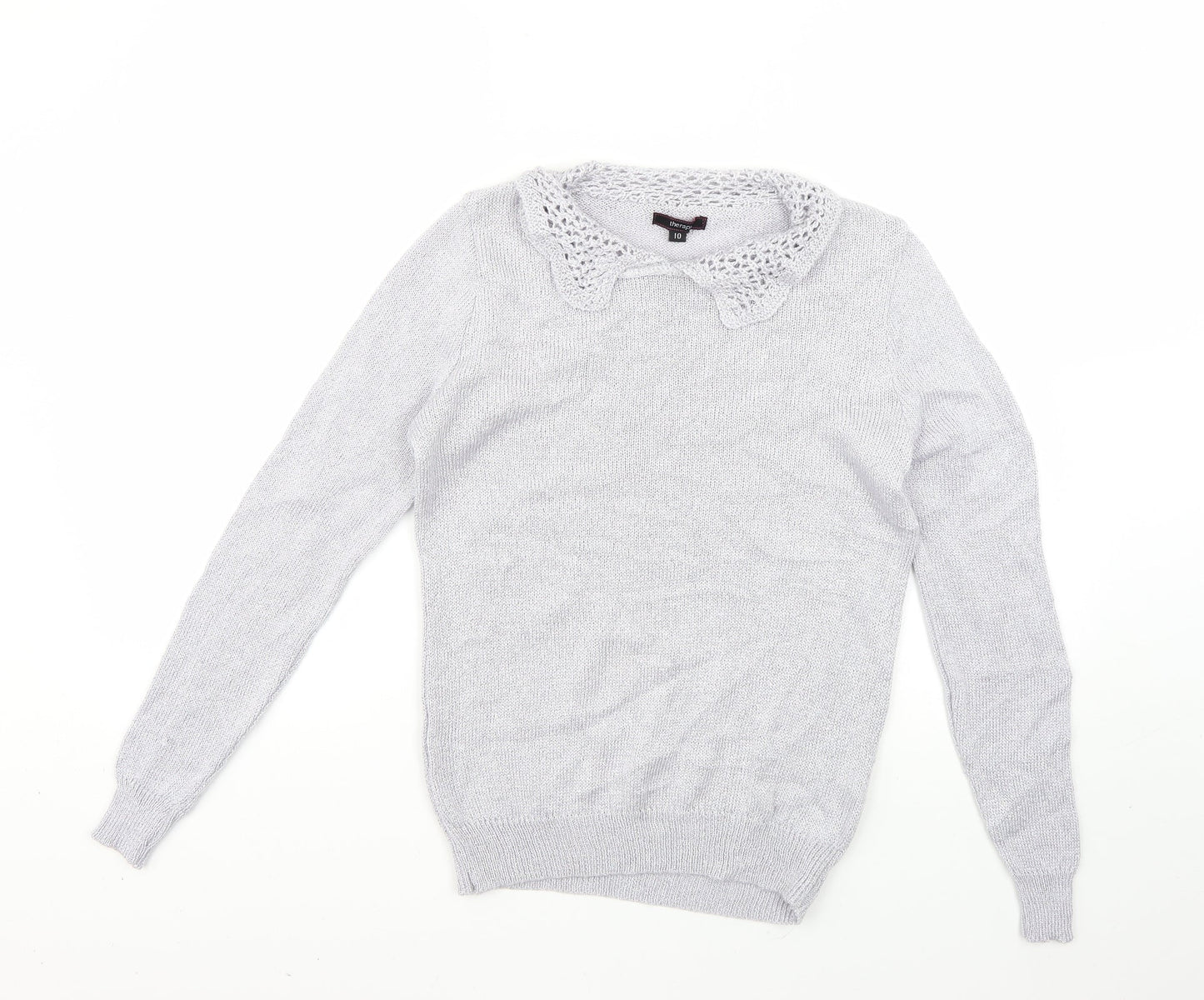 Womens UK Size 10 Therapy Silver Pullover Jumper