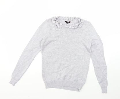 Womens UK Size 10 Therapy Silver Pullover Jumper