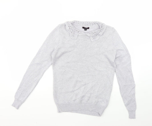 Womens UK Size 10 Therapy Silver Pullover Jumper