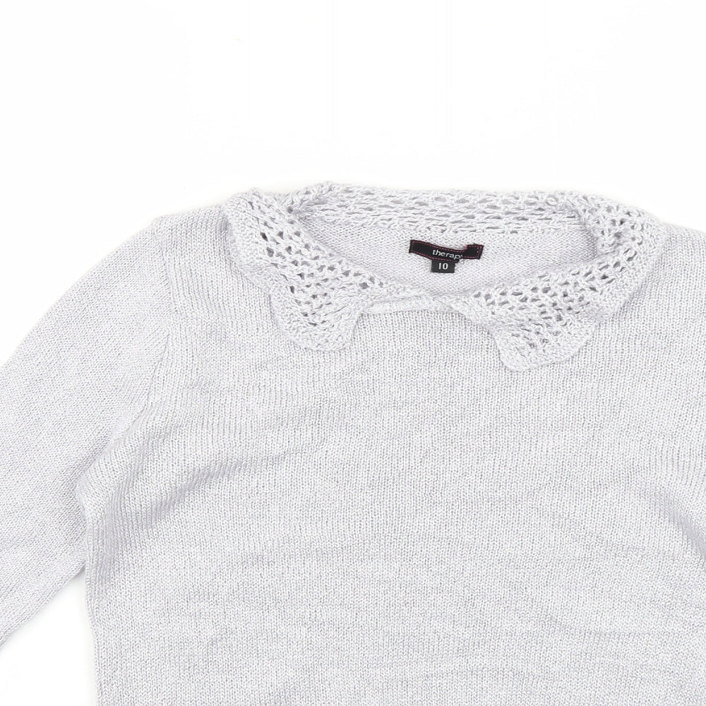 Womens UK Size 10 Therapy Silver Pullover Jumper