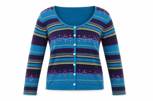 Womens UK Size 12 Style Multicoloured Cardigan Jumper