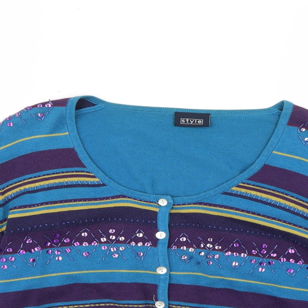Womens UK Size 12 Style Multicoloured Cardigan Jumper