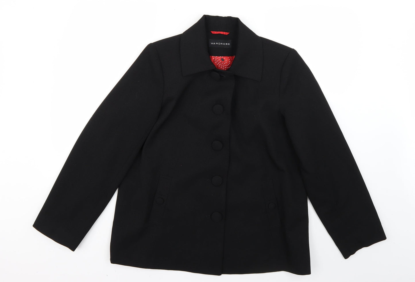 Womens UK Size 14 Warehouse Black Overcoat