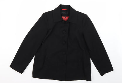Womens UK Size 14 Warehouse Black Overcoat