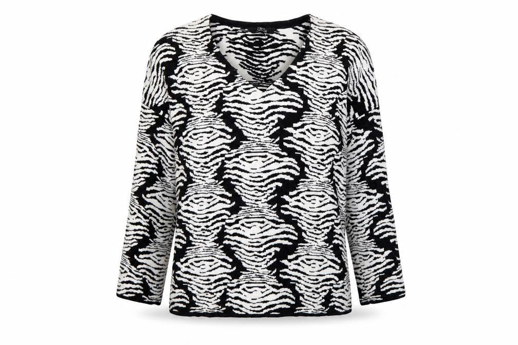 Front view of Debenhams women’s multicoloured animal print jumper, size UK 14