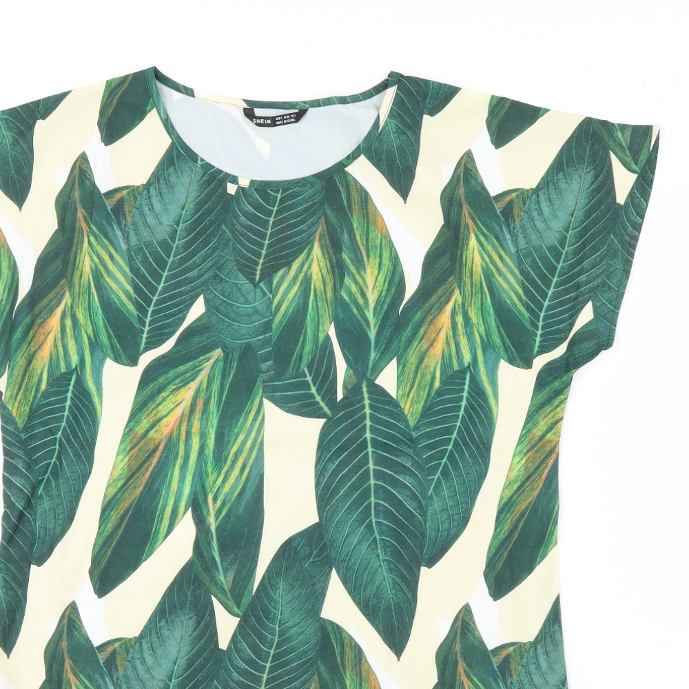 SheIn Womens Green Floral  Shirt Dress  Size S