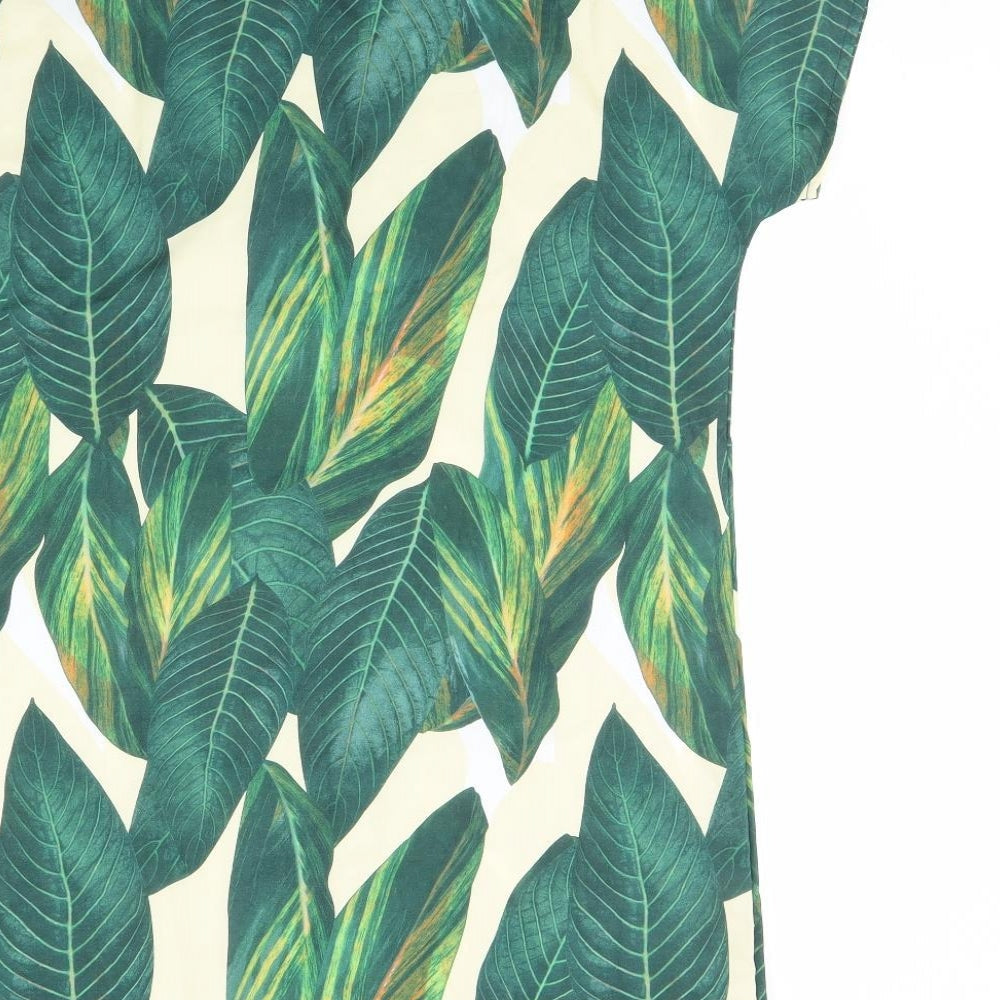 SheIn Womens Green Floral  Shirt Dress  Size S