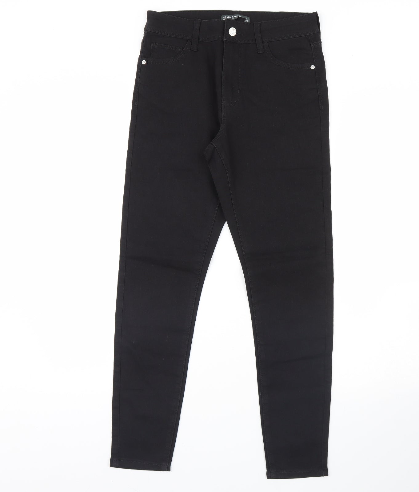 Womens UK Size 12 Preworn Regular Fit Skinny Black Jeans