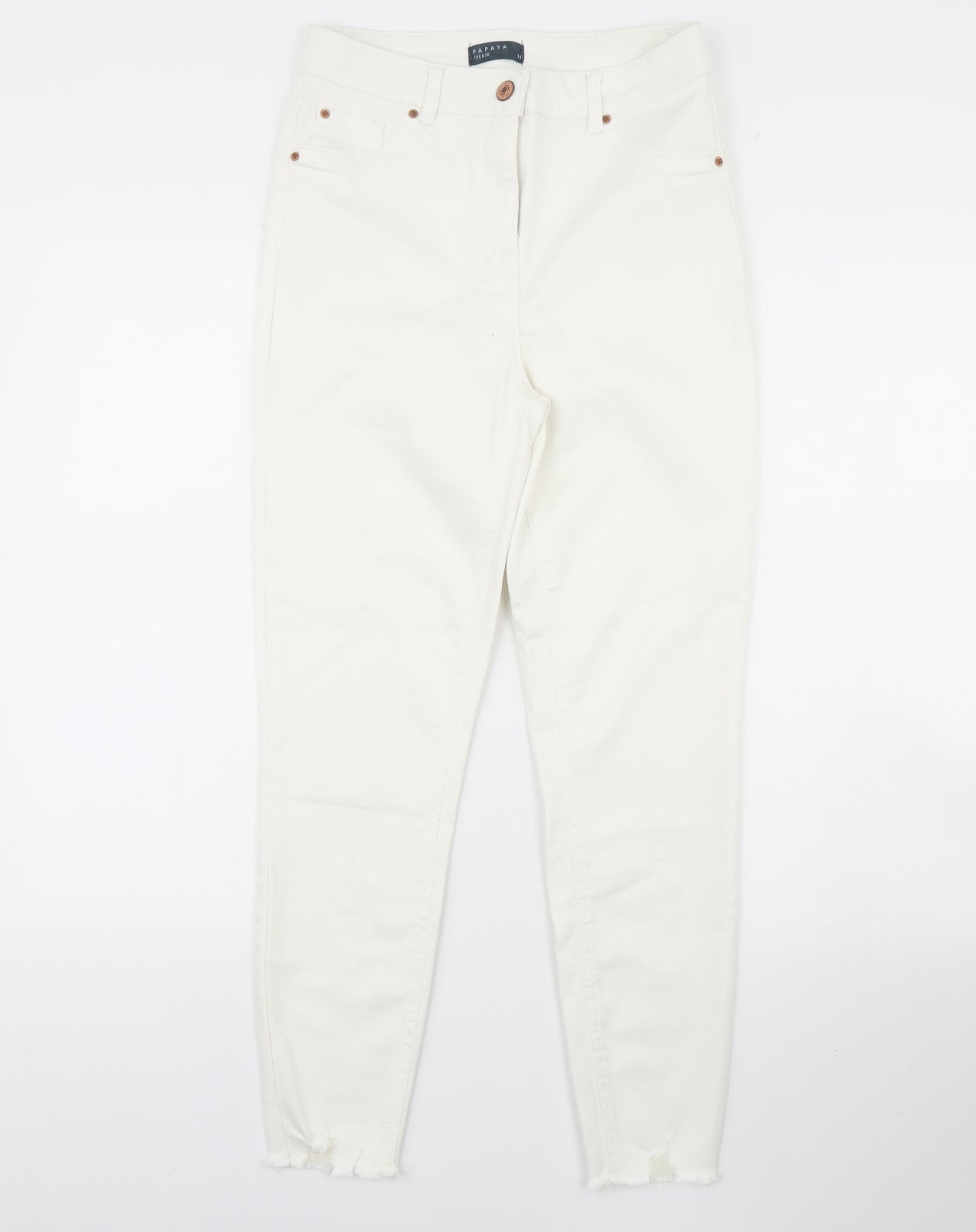 Womens UK Size 10 Papaya Regular Fit Skinny White Jeans