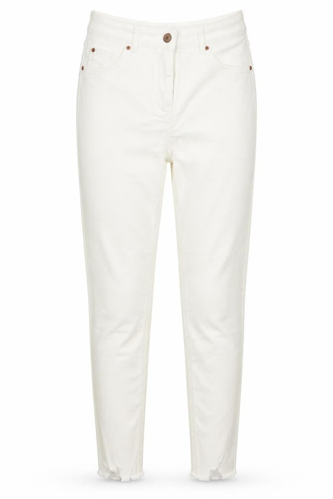 Front view of Papaya women’s white denim skinny jeans, size UK 10, 29-inch leg