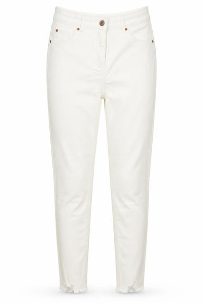 Front view of Papaya women’s white denim skinny jeans, size UK 10, 29-inch leg