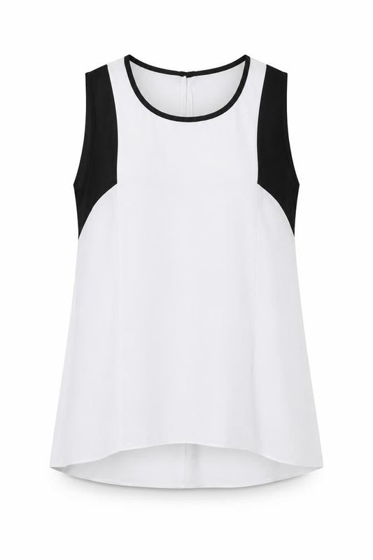 Front view of Atmosphere women’s white basic tank, size UK 12