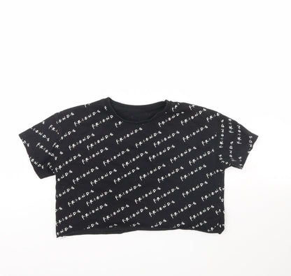 George Girls Black Spotted  Cropped T-Shirt Size 8 Years  - FRIENDS