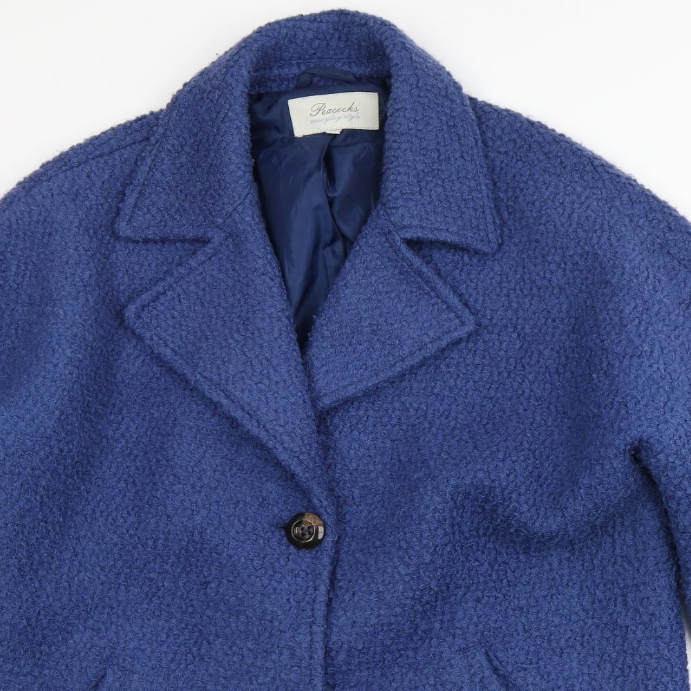 Peacocks Womens Blue   Overcoat Coat Size 12