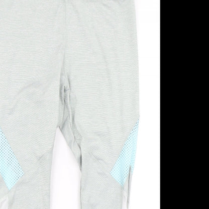 Workout Womens Blue Colourblock  Compression Leggings Size L L26 in