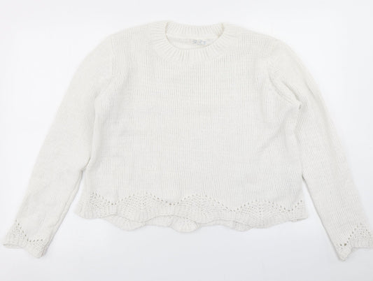 Primark Womens White  Knit Pullover Jumper Size L