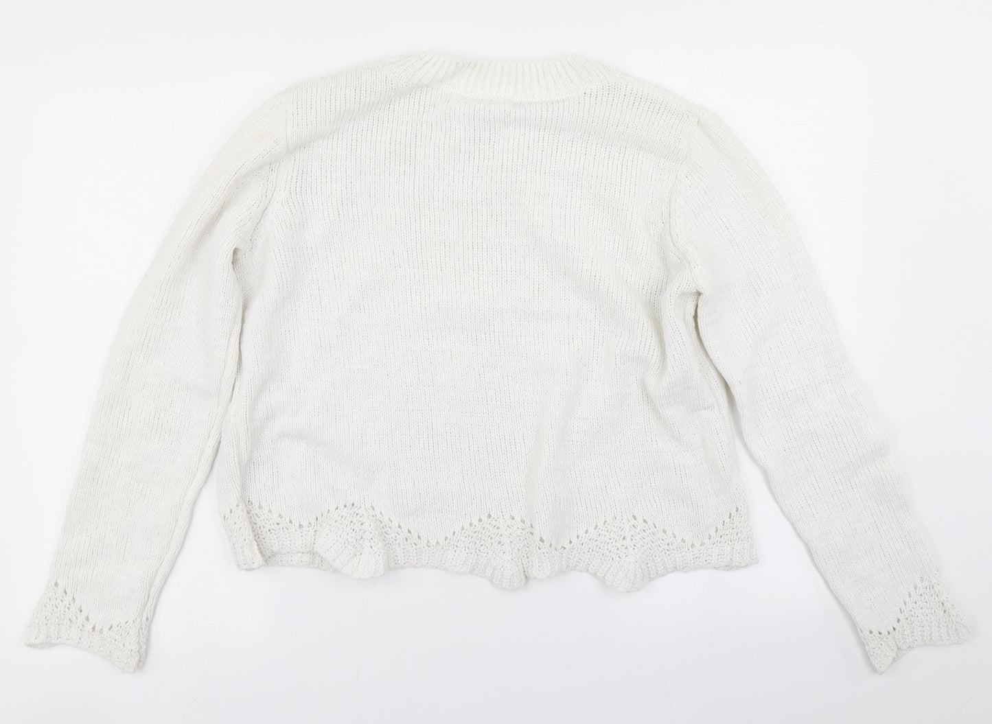 Primark Womens White  Knit Pullover Jumper Size L