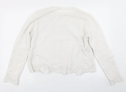 Primark Womens White  Knit Pullover Jumper Size L