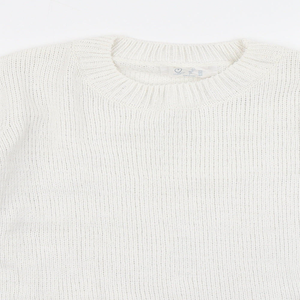 Primark Womens White  Knit Pullover Jumper Size L