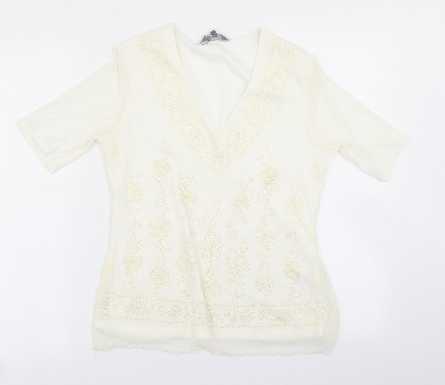 Mia Moda Womens Ivory   Basic Blouse Size 14