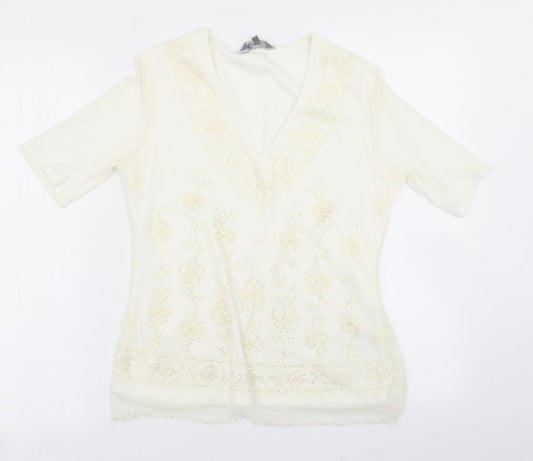 Mia Moda Womens Ivory   Basic Blouse Size 14