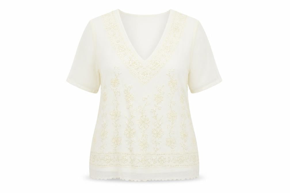 Womens UK Size 14 Mia Moda Ivory Basic Blouse
