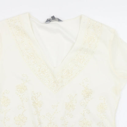 Mia Moda Womens Ivory   Basic Blouse Size 14