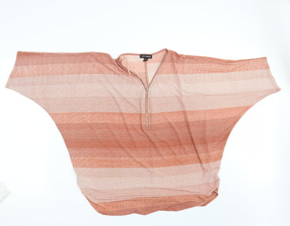 QED London Womens Pink Striped  Pullover Sweatshirt Size L