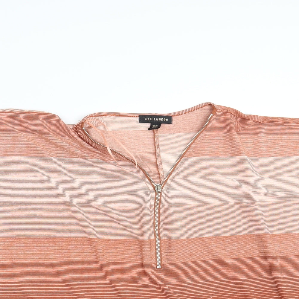 QED London Womens Pink Striped  Pullover Sweatshirt Size L