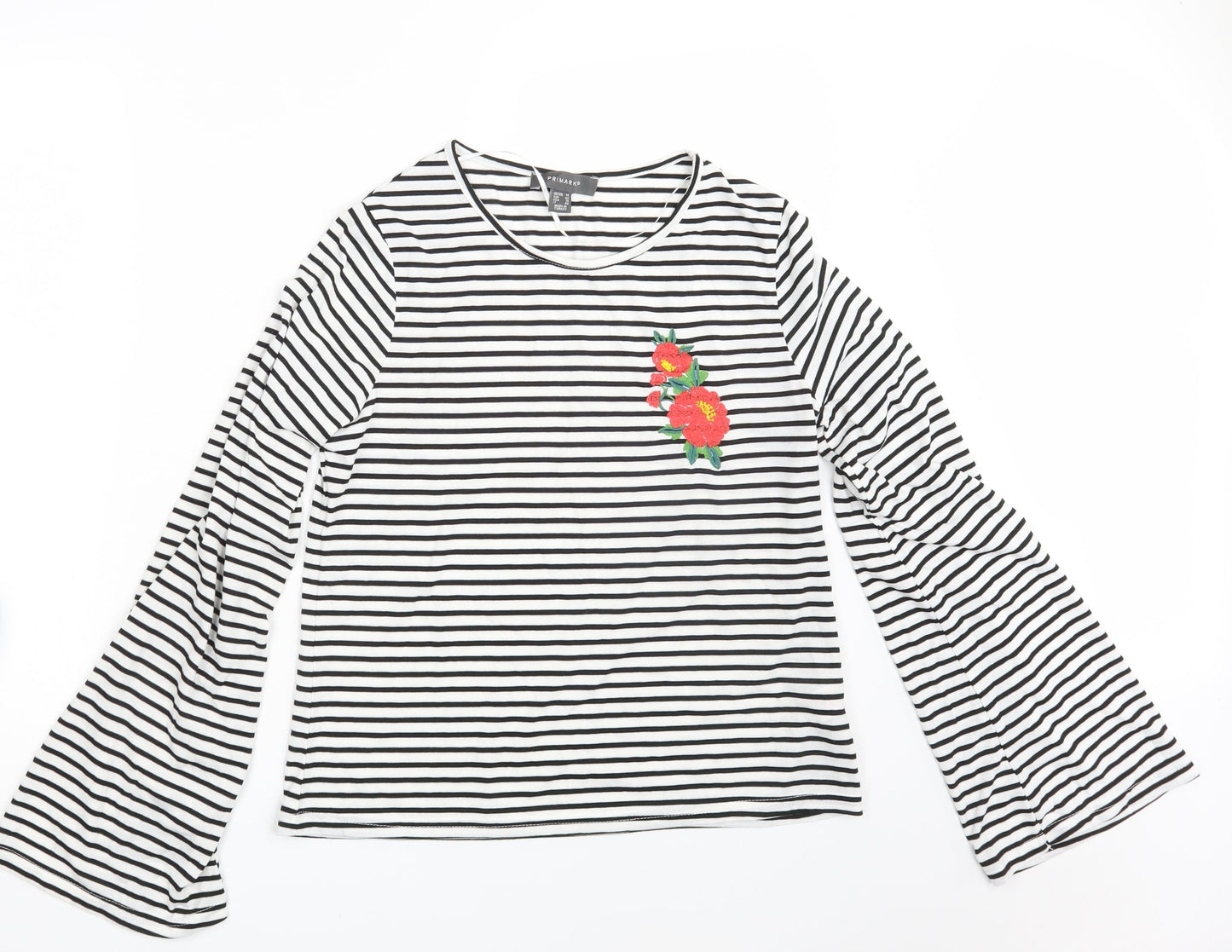 Primark Womens White Striped  Pullover Sweatshirt Size 14