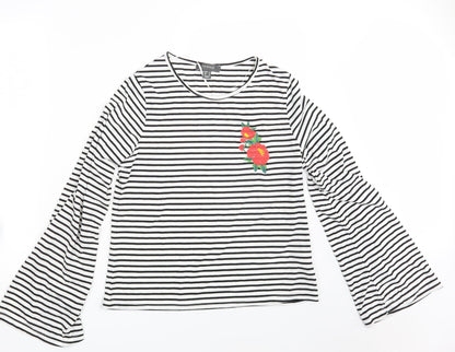 Primark Womens White Striped  Pullover Sweatshirt Size 14
