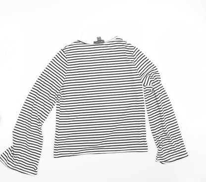 Primark Womens White Striped  Pullover Sweatshirt Size 14