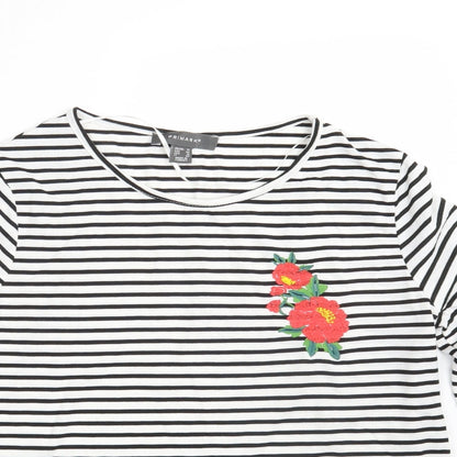 Primark Womens White Striped  Pullover Sweatshirt Size 14