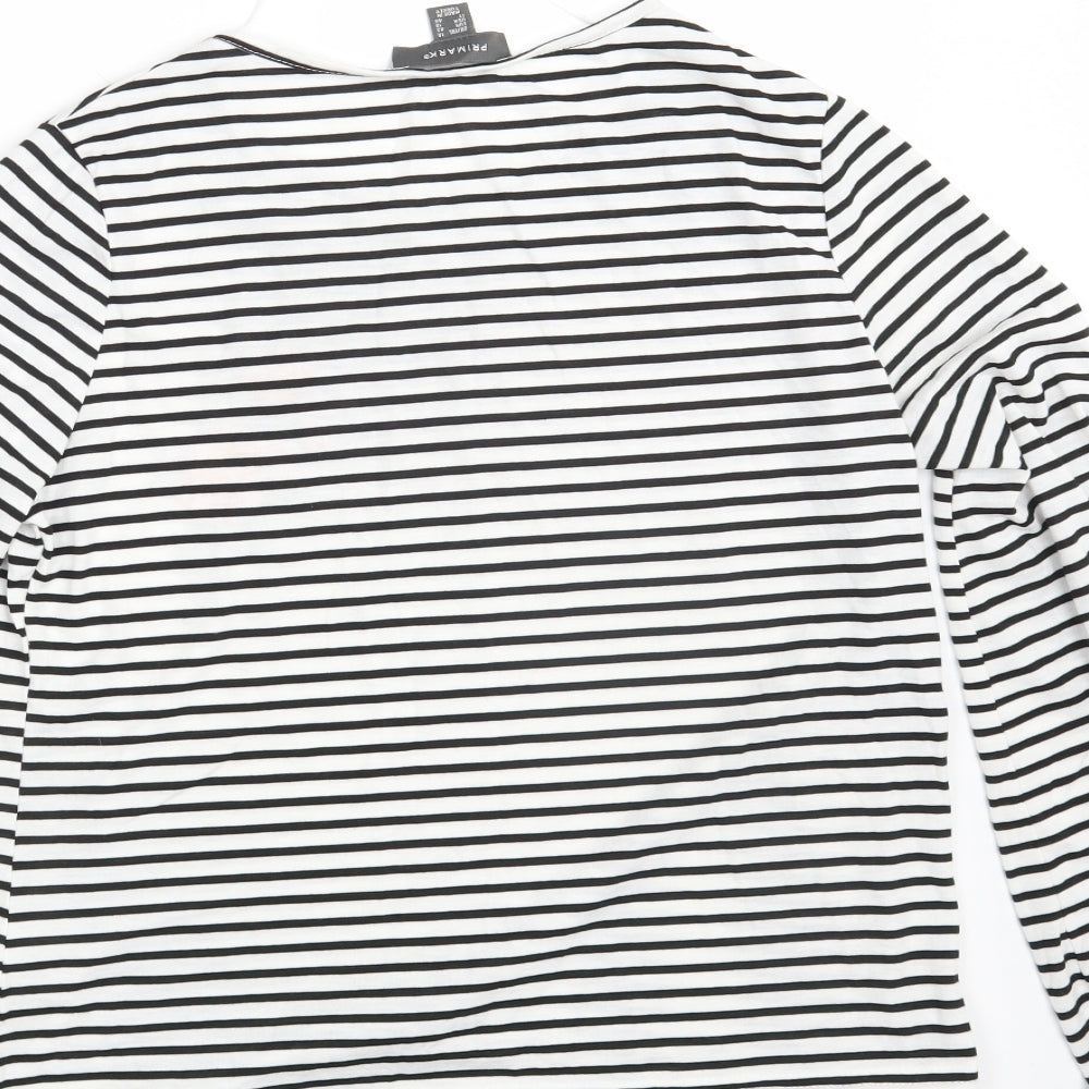 Primark Womens White Striped  Pullover Sweatshirt Size 14