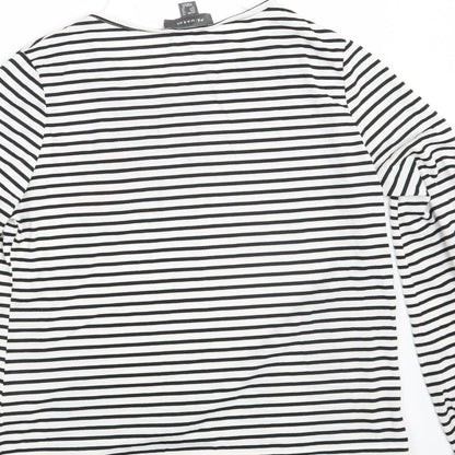 Primark Womens White Striped  Pullover Sweatshirt Size 14